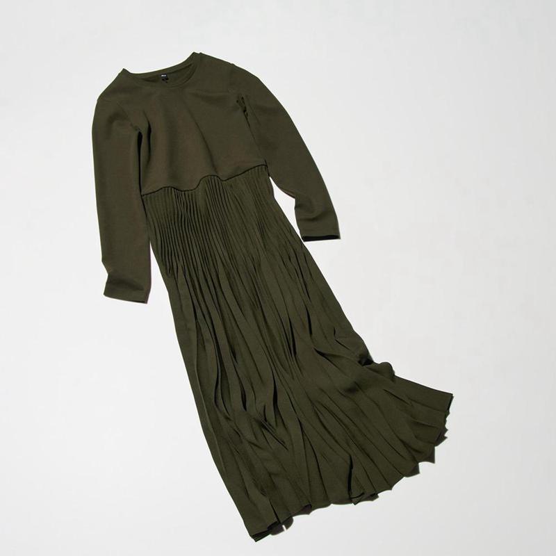 Uniqlo Combination Women Dress Dark Green  US |  QCEF-95238