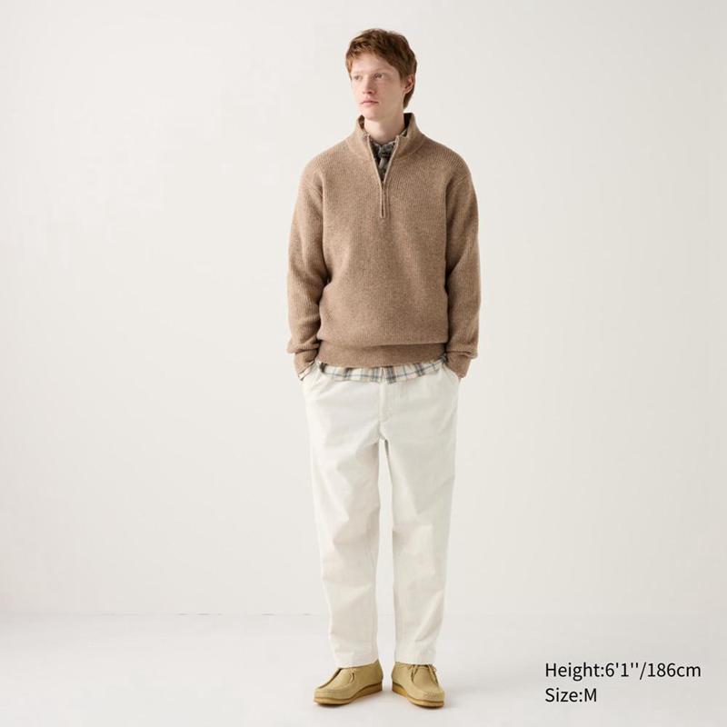 Uniqlo Corduroy Easy Ankle Men Trousers Off White  US |  OKIQ-04278