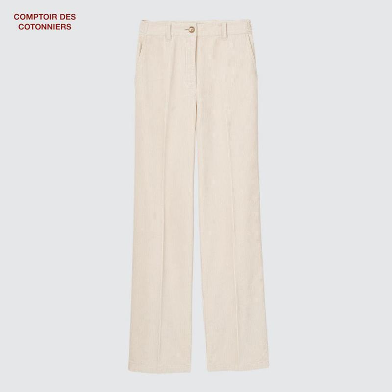 Uniqlo Corduroy Regular Fit Women Trousers Light Grey  US |  RLFY-15027