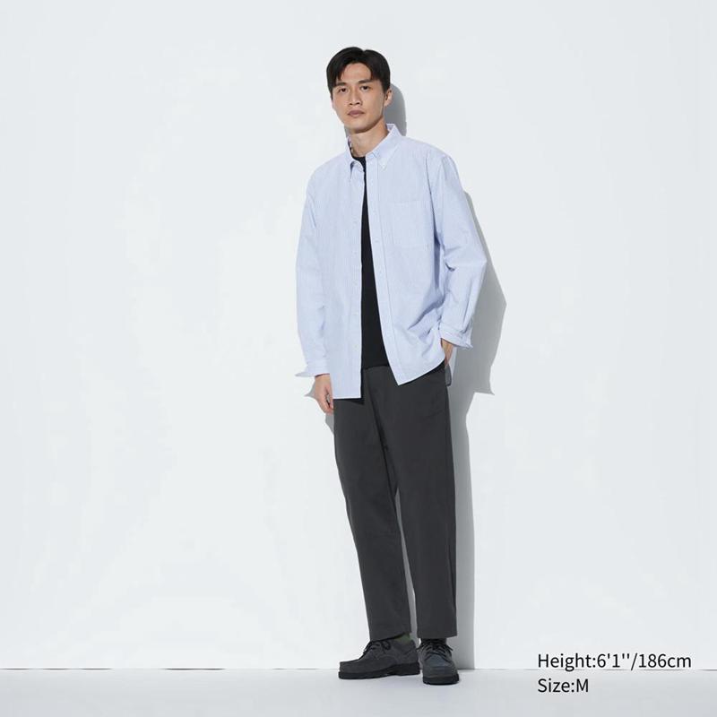 Uniqlo Cotton Ankle (Relaxed Fit) Men Trousers Dark Grey  US |  XFTJ-23589