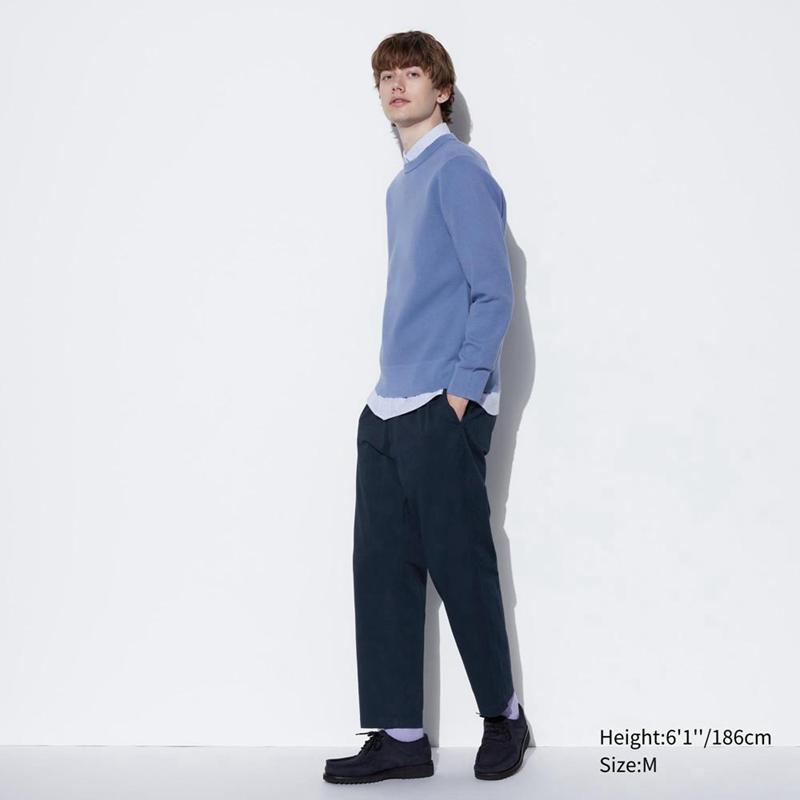 Uniqlo Cotton Ankle (Relaxed Fit) Men Trousers Navy  US |  ISWP-95370