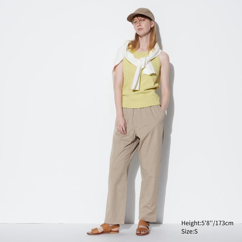 Uniqlo Cotton Ankle (Relaxed Fit) Men Trousers Beige  US |  SYQP-45380