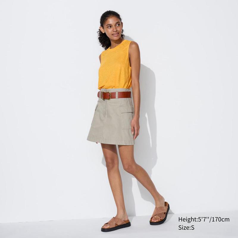 Uniqlo Cotton Blend Mini Women Skirts Blue  US |  ISHN-30618