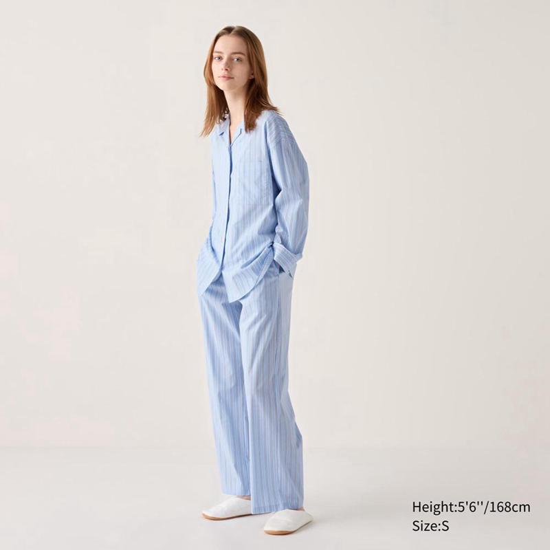 Uniqlo Cotton Blend (Stripe) Women Pyjamas Light Blue  US |  QGPX-47518