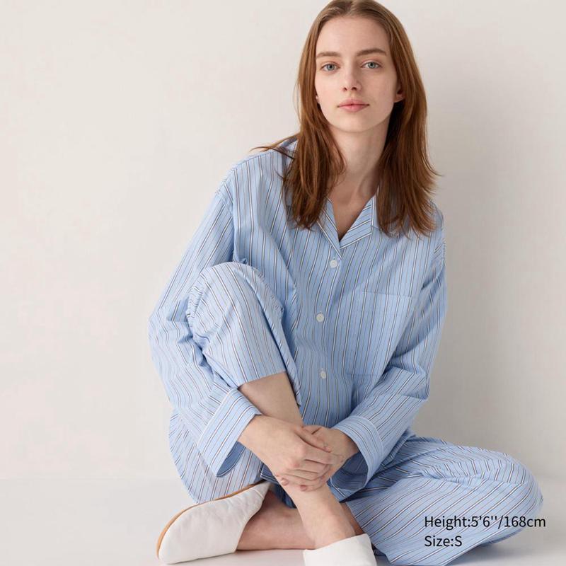 Uniqlo Cotton Blend (Stripe) Women Pyjamas Light Blue  US |  QGPX-47518