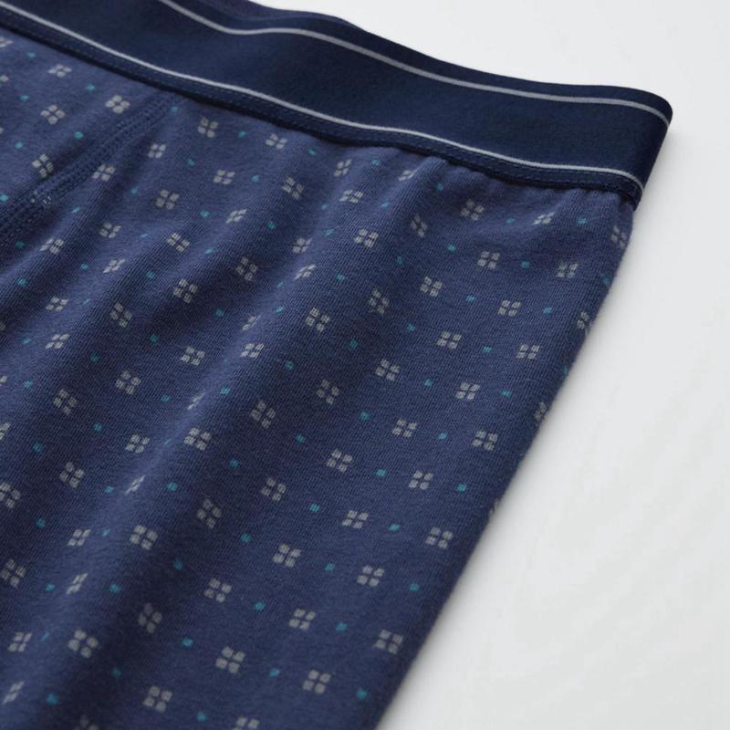 Uniqlo Cotton Boxer (Print) Men Briefs Blue  US |  OPNJ-26974