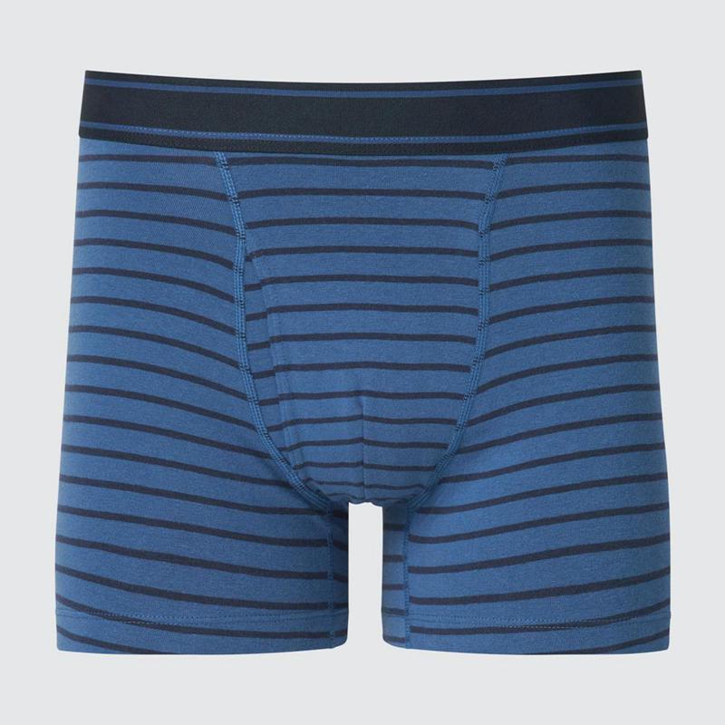 Uniqlo Cotton Boxer (Stripe) Men Briefs Blue  US |  TLZO-79680