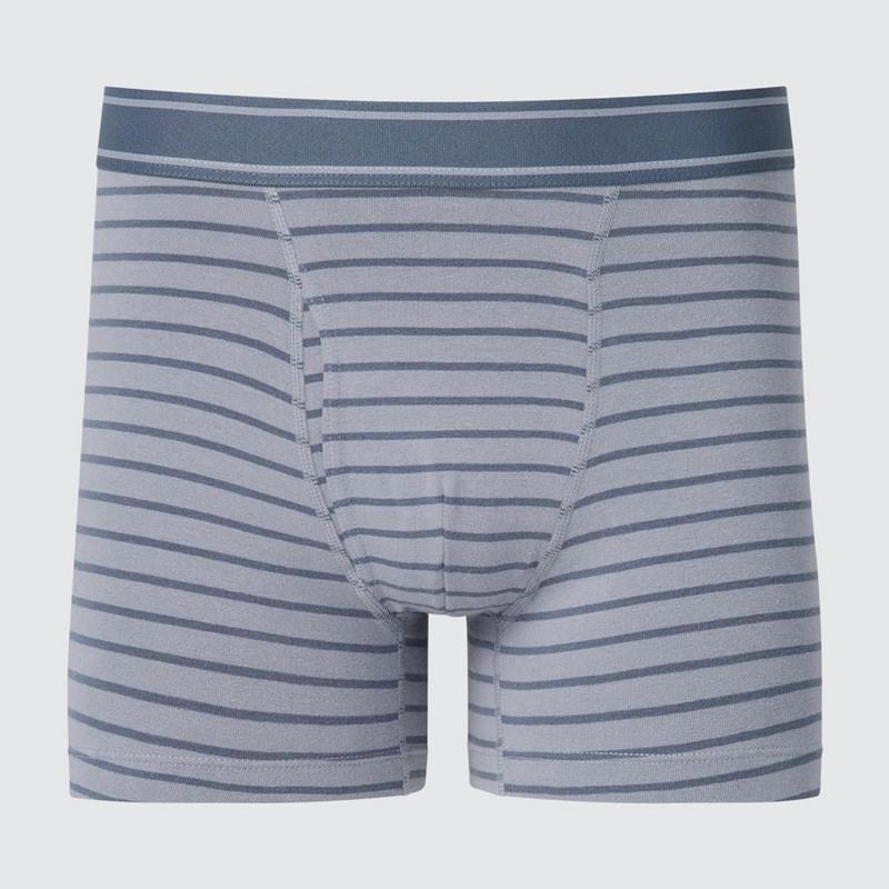 Uniqlo Cotton Boxer (Stripe) Men Briefs Grey  US |  GLJU-93207