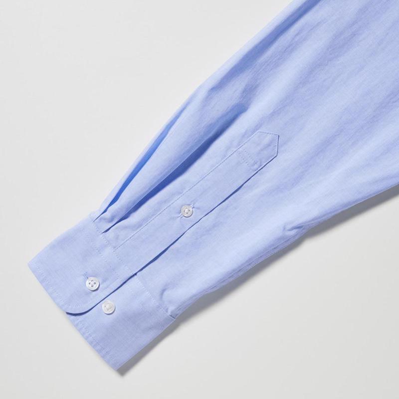 Uniqlo Cotton Broadcloth (Button-Down Collar) Men Shirts Blue  US |  WKFN-46917