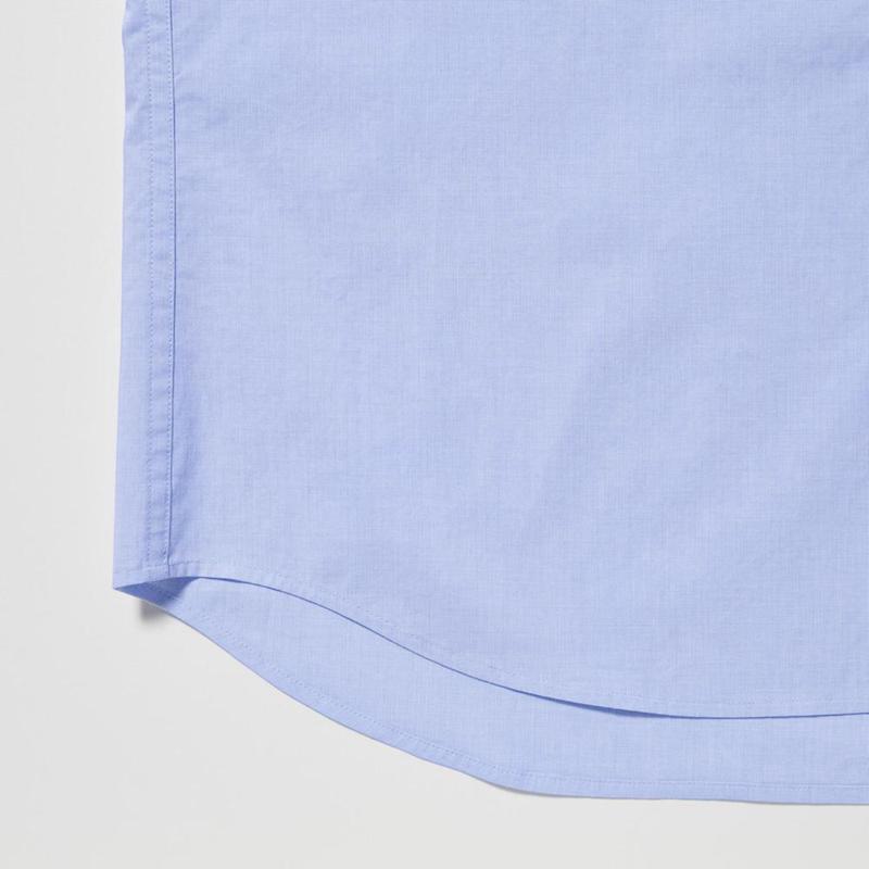 Uniqlo Cotton Broadcloth (Button-Down Collar) Men Shirts Blue  US |  WKFN-46917