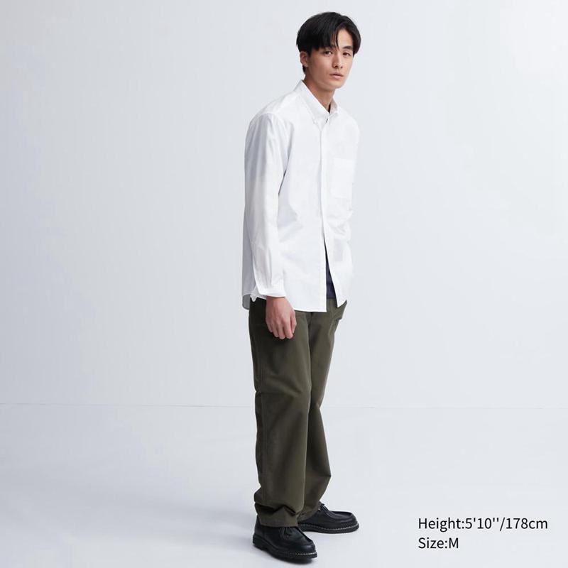 Uniqlo Cotton Broadcloth (Button-Down Collar) Men Shirts White  US |  OPCI-08243