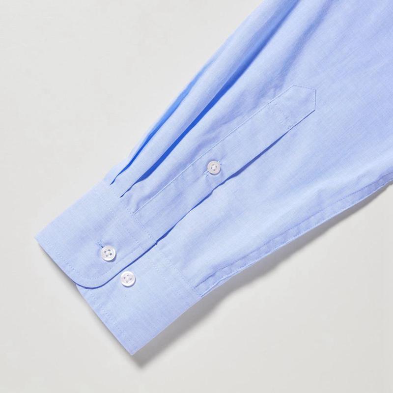 Uniqlo Cotton Broadcloth (Button-Down Collar) Men Shirts Blue  US |  GFNH-48967