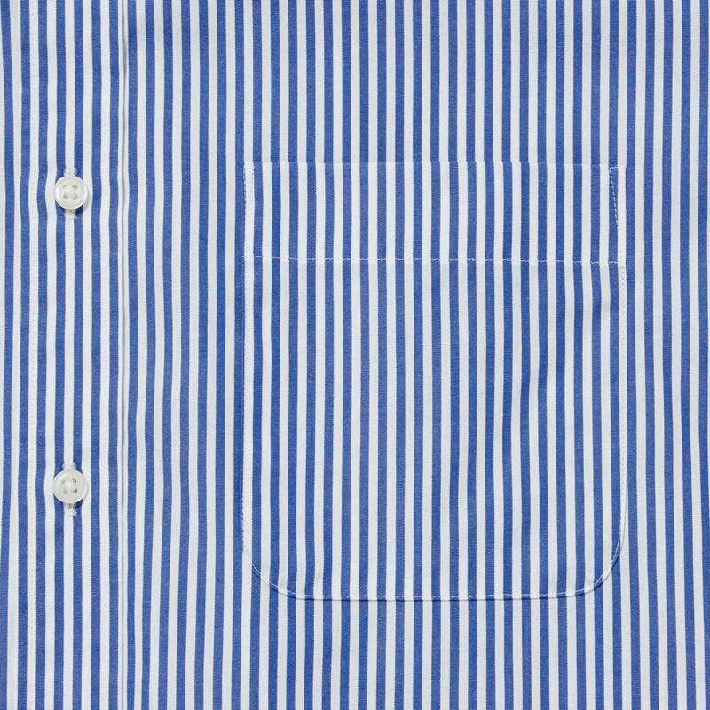 Uniqlo Cotton Broadcloth (Stripe, Button-Down Collar) Men Shirts Blue  US |  PYZM-92754