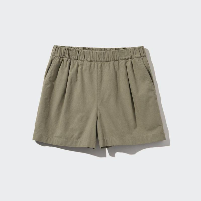 Uniqlo Cotton Easy (Short) Women Shorts Olive  US |  CBDS-48615