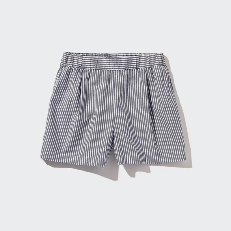 Uniqlo Cotton Easy (Stripe, Short) Women Shorts Off White  US |  ZXUM-40728