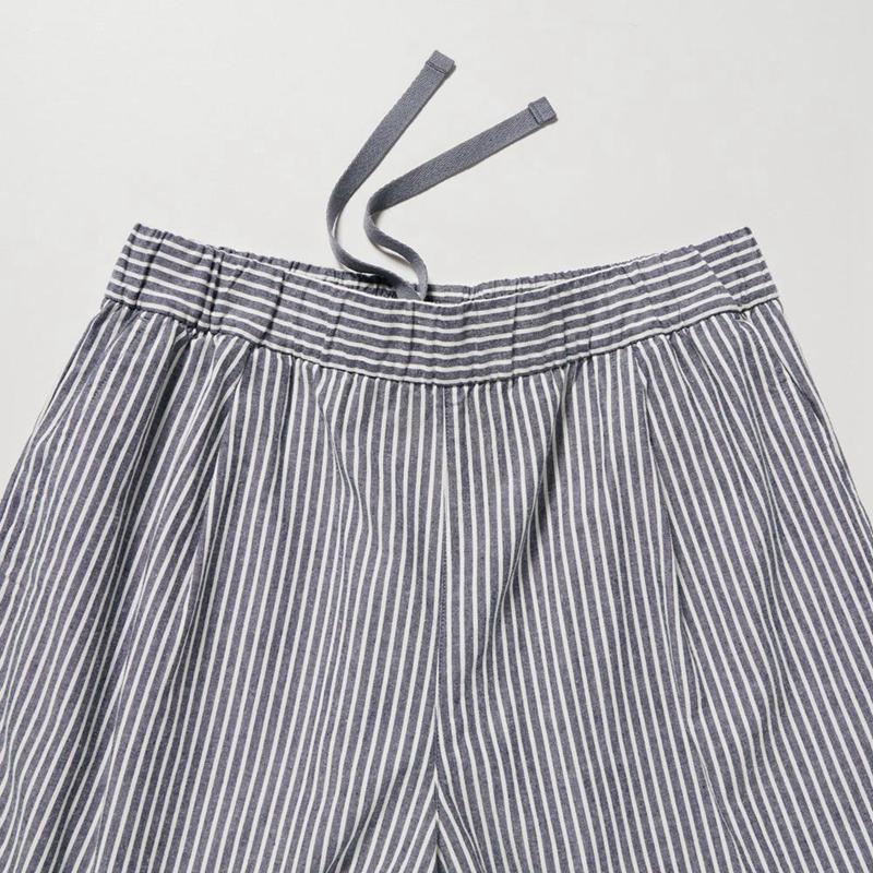 Uniqlo Cotton Easy (Stripe, Short) Women Shorts Off White  US |  ZXUM-40728