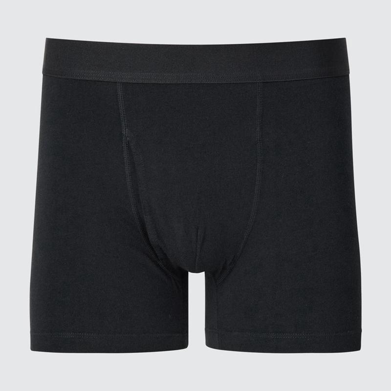 Uniqlo Cotton Regular Rise Boxer Men Briefs Black  US |  QGIN-83720