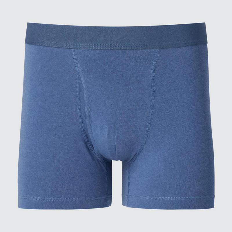 Uniqlo Cotton Regular Rise Boxer Men Briefs Blue  US |  VWQJ-36941