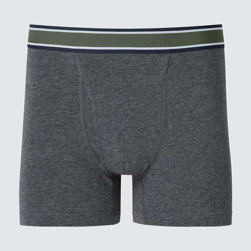 Uniqlo Cotton Regular Rise Boxer Men Briefs Dark Grey  US |  DSJH-39456