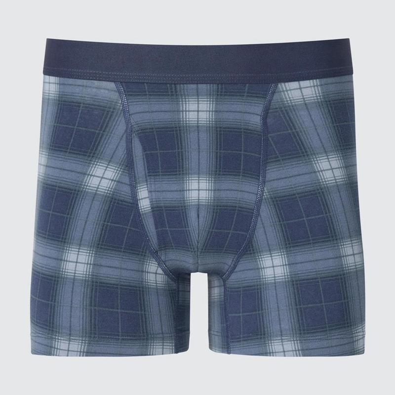 Uniqlo Cotton Regular Rise Boxer (Printed) Men Briefs Blue  US |  BYUR-25319