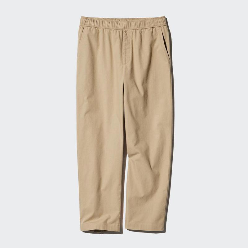 Uniqlo Cotton Relaxed Ankle Women Trousers Beige  US |  AUHO-91205