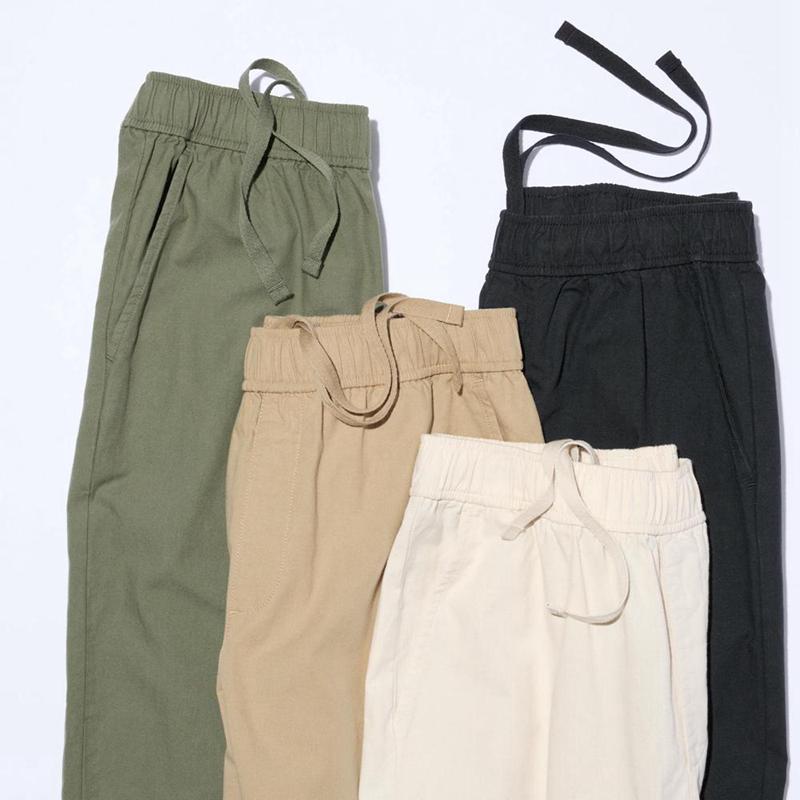 Uniqlo Cotton Relaxed Fit Ankle Women Trousers Olive  US |  CPKS-46021