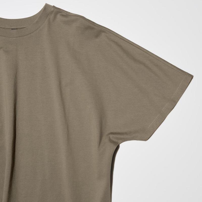 Uniqlo Cotton Relaxed Half Sleeve Women T-Shirts Olive  US |  HXRQ-61084