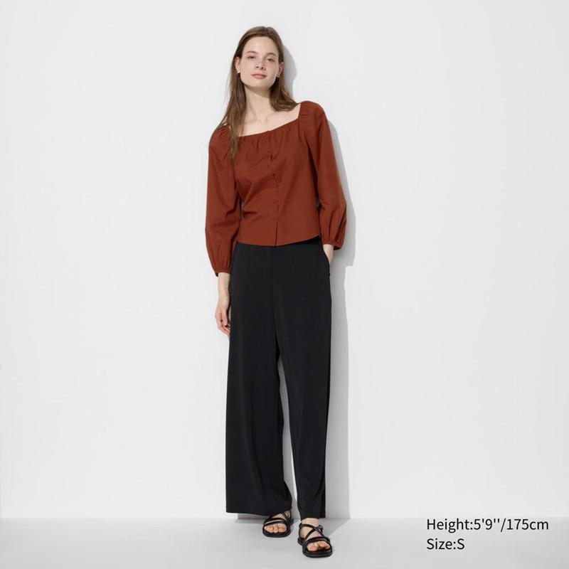 Uniqlo Cotton Square Neck Women Blouse Brown  US |  DHCU-53427