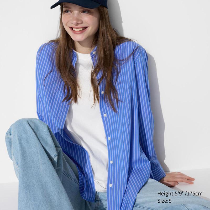 Uniqlo Cotton (Stripe) Women Shirts Blue  US |  CYZJ-48530