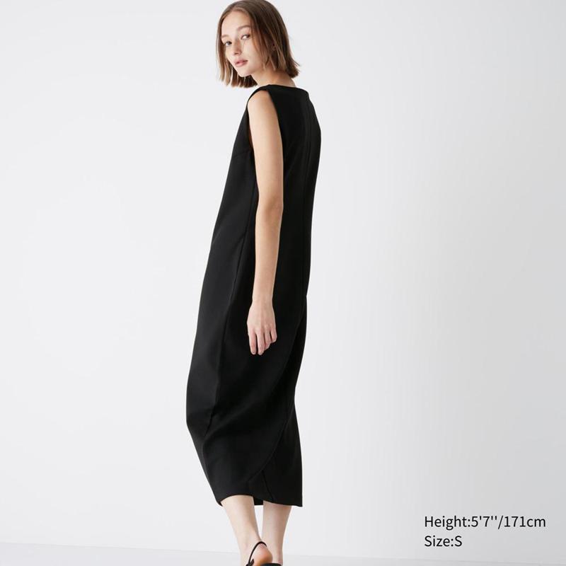 Uniqlo Crepe Jersey (Sleeveless) Women Dress Black  US |  DYKT-31486