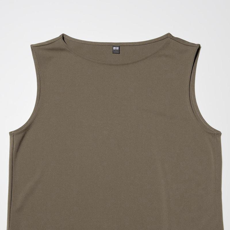 Uniqlo Crepe Jersey Sleeveless Women T-Shirts Natural  US |  XCYE-56142