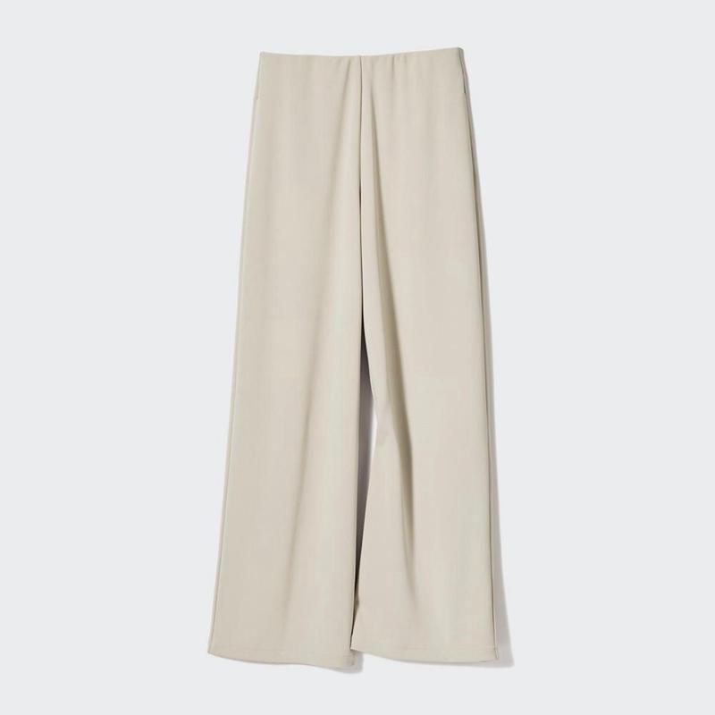 Uniqlo Crepe Jersey Straight Women Trousers Olive  US |  MLYQ-96705