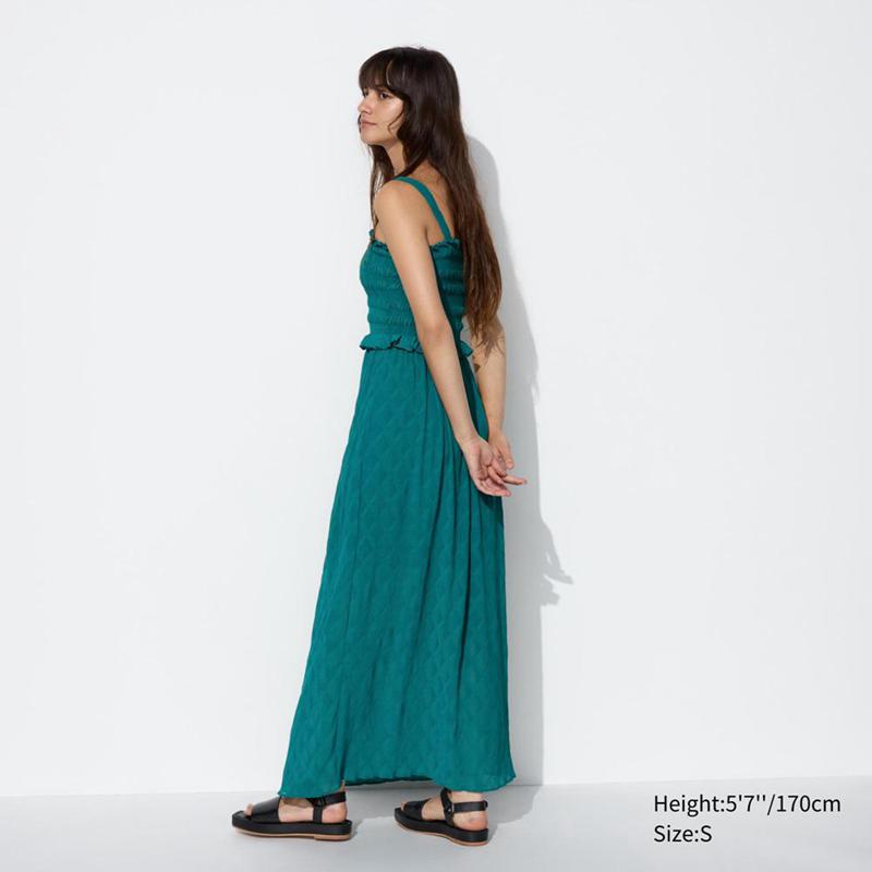 Uniqlo Crepe Strap Long Women Dress Black  US |  WMQU-34290