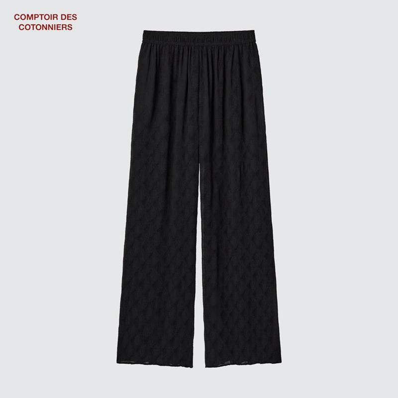 Uniqlo Crepe Wide Women Trousers Black  US |  PNGW-53829