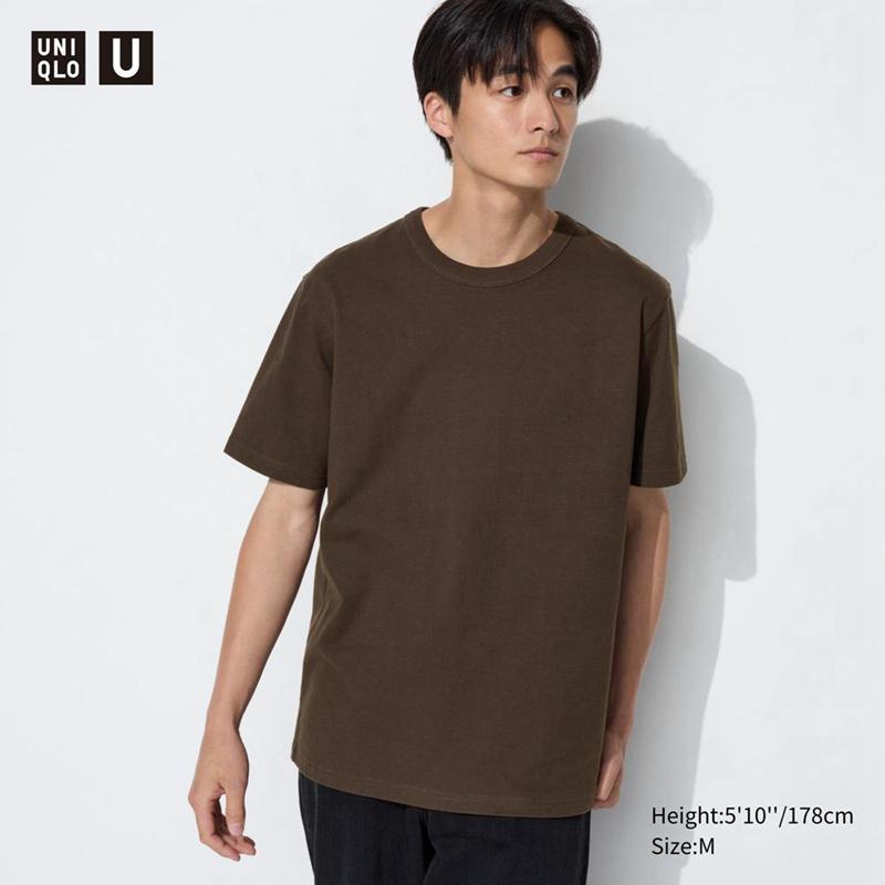 Uniqlo Crew Neck Men T-Shirt Dark Brown  US |  DSFI-60941