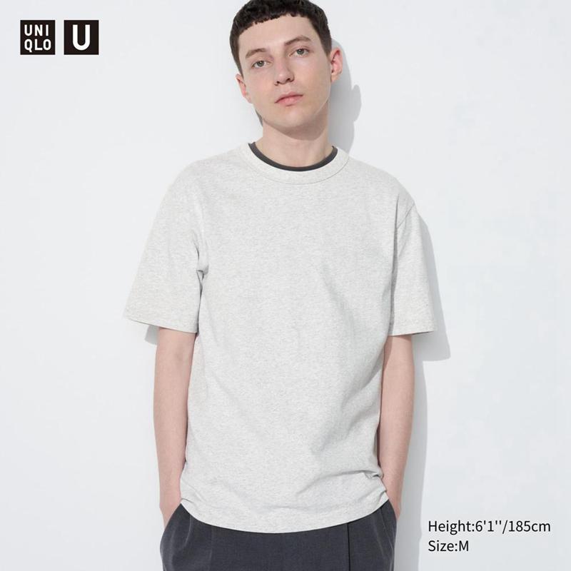 Uniqlo Crew Neck Men T-Shirt Light Grey  US |  GKUP-62158