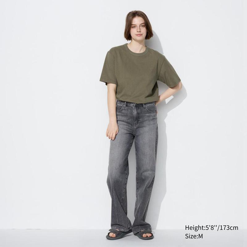 Uniqlo Crew Neck Men T-Shirt Olive  US |  DOJK-89305