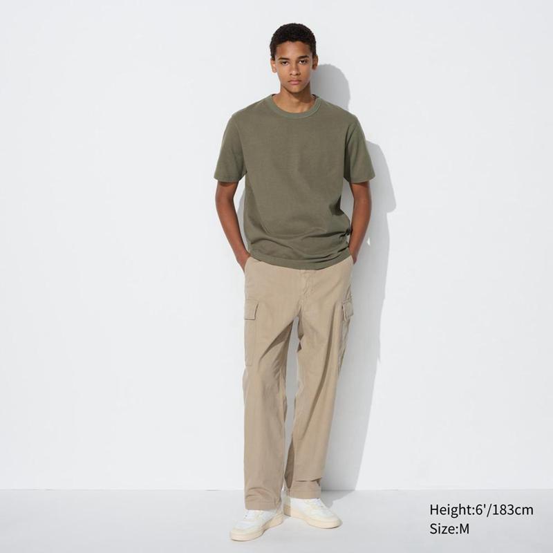 Uniqlo Crew Neck Men T-Shirt Olive  US |  DOJK-89305