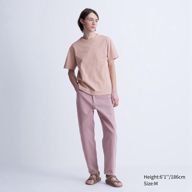 Uniqlo Crew Neck Short Sleeved Men T-Shirt Pink  US |  JKRG-81673