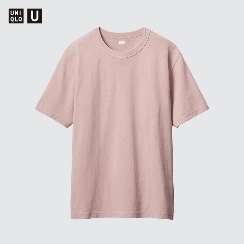 Uniqlo Crew Neck Short Sleeved Men T-Shirt Pink  US |  JKRG-81673