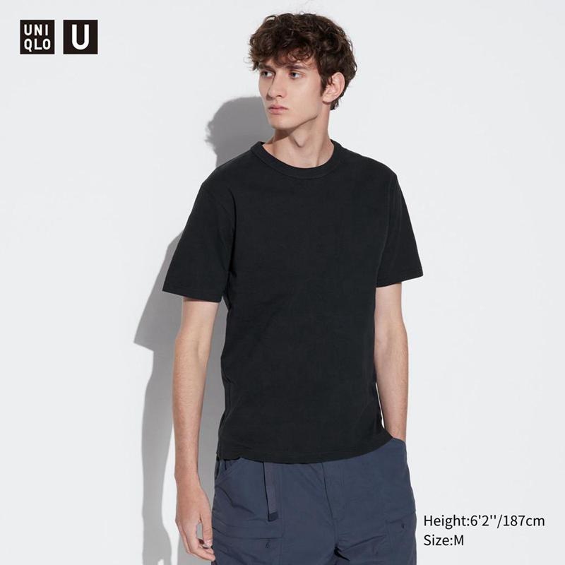 Uniqlo Crew Neck Short Sleeved Men T-Shirt Black  US |  VDNC-62187