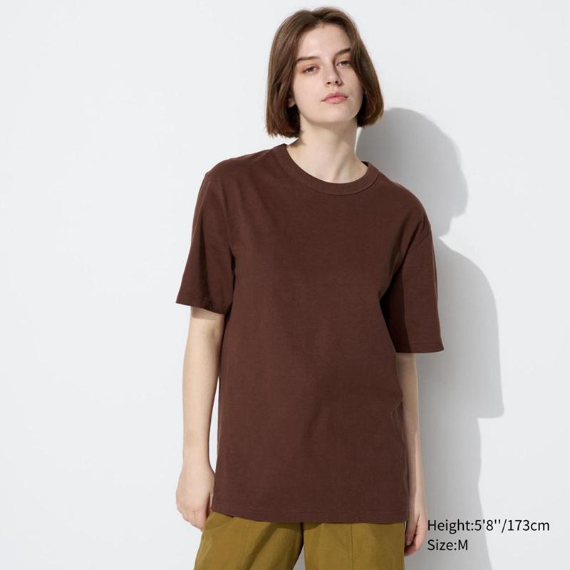 Uniqlo Crew Neck Short Sleeved Men T-Shirt Brown  US |  MPYR-04728