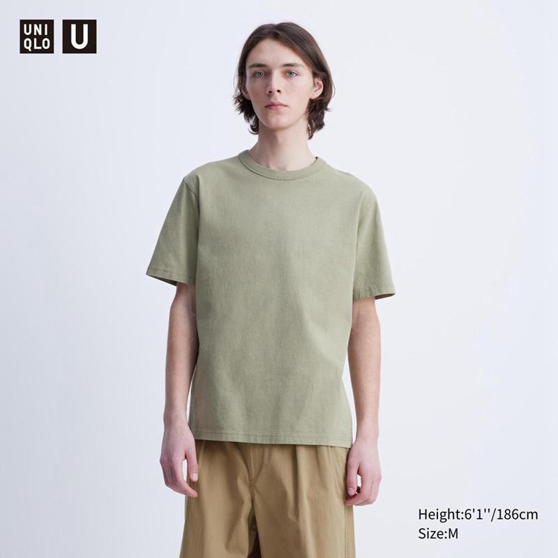 Uniqlo Crew Neck Short Sleeved Men T-Shirt Green  US |  GTAZ-53481