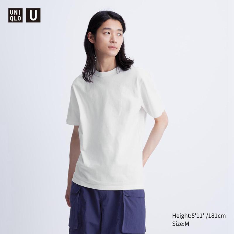 Uniqlo Crew Neck Short Sleeved Men T-Shirt White  US |  ROJN-41982