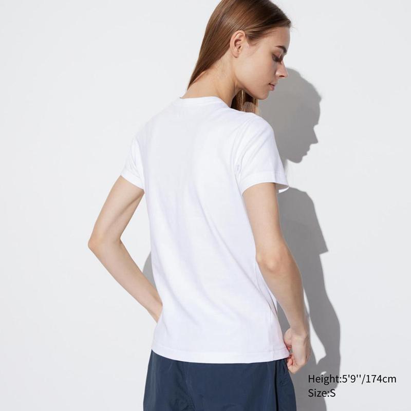 Uniqlo Crew Neck Short Sleeved Women T-Shirts Beige  US |  OMEV-68901