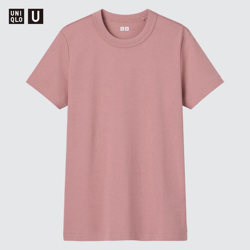 Uniqlo Crew Neck Short Sleeved Women T-Shirts Beige  US |  OMEV-68901