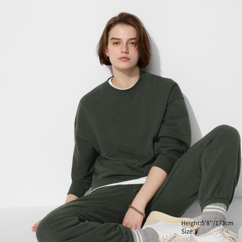 Uniqlo Crew Neck Women Sweatshirts Dark Green  US |  ATFY-93860