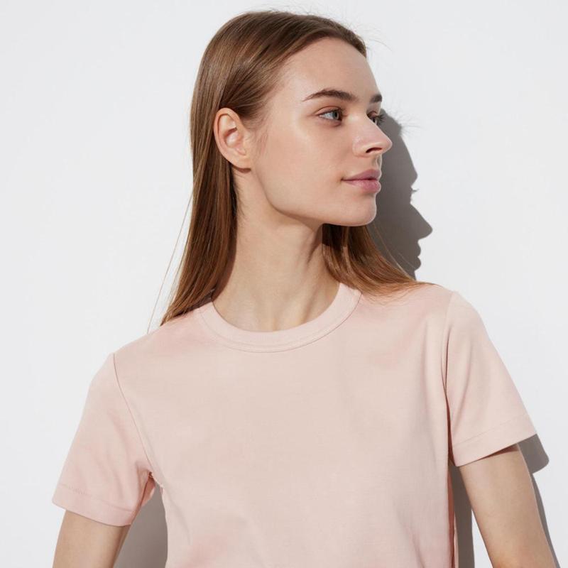 Uniqlo Crew Neck Women T-Shirts Beige  US |  KPVX-52067