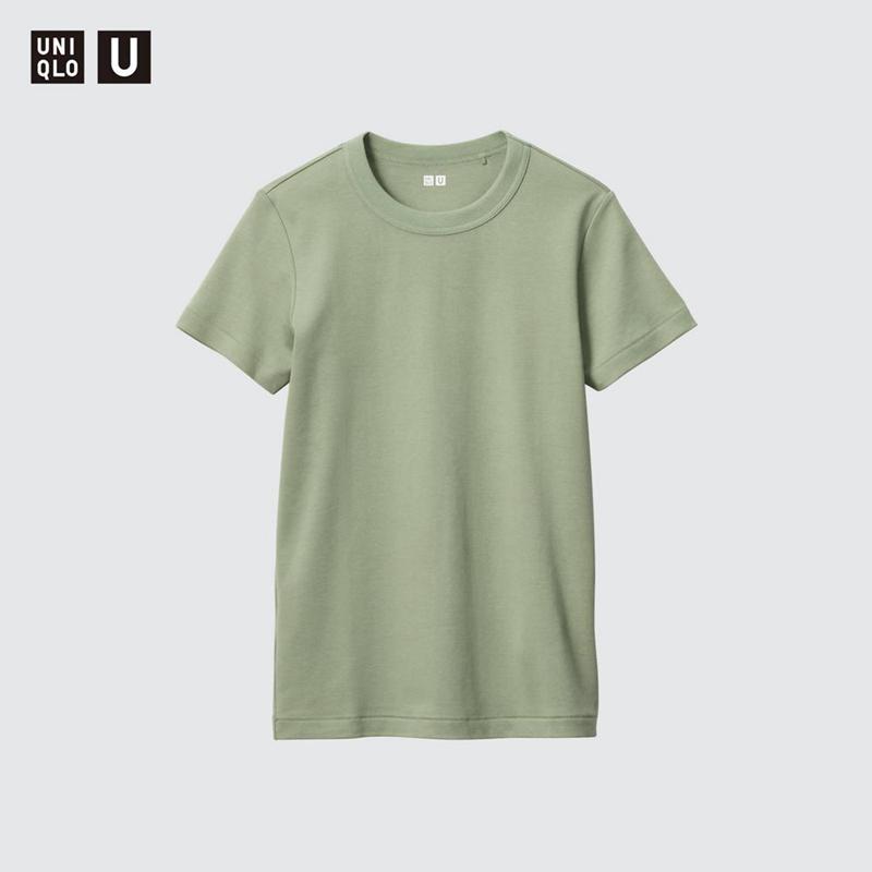 Uniqlo Crew Neck Women T-Shirts Green  US |  WZHO-42318