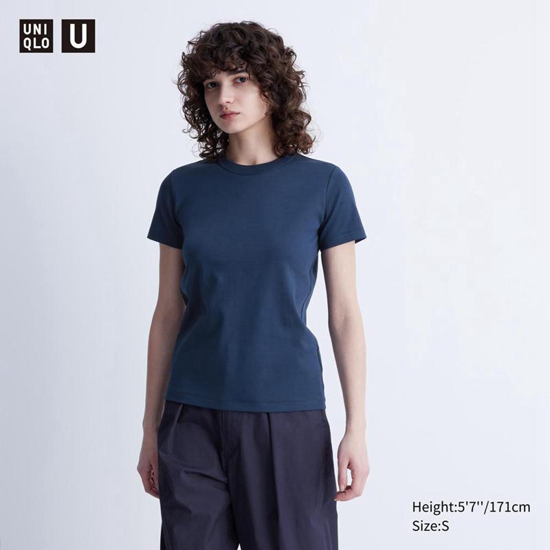 Uniqlo Crew Neck Women T-Shirts Navy  US |  XNSO-56029